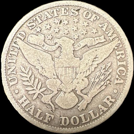 1898-No mintmark Barber Half Dollar — reverse
