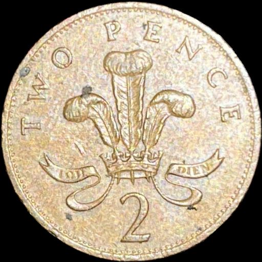 1990 United Kingdom of Great Britain and Northern Ireland 2 pence reverse image