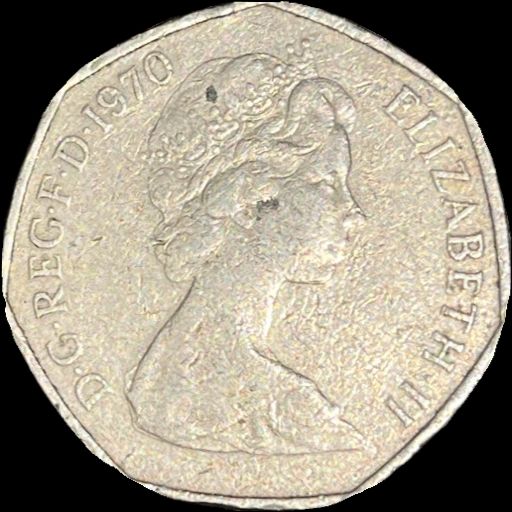 1970 United Kingdom of Great Britain and Northern Ireland 50 new pence KM# 913 reverse image