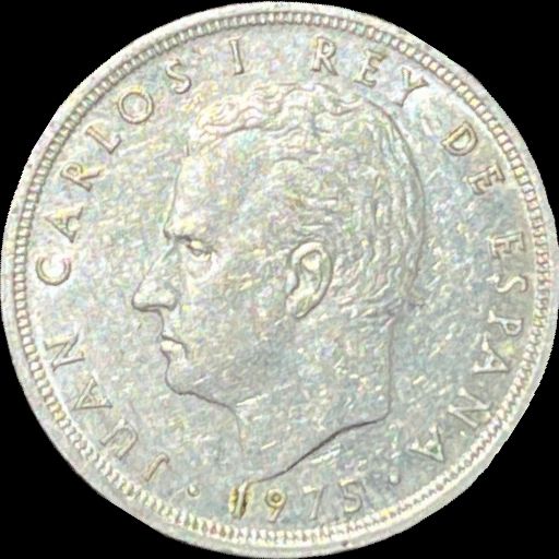 1975 Spain 5 pesetas KM# 807 reverse image