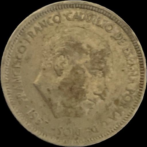 1957 Spain 5 pesetas KM# 786 reverse image