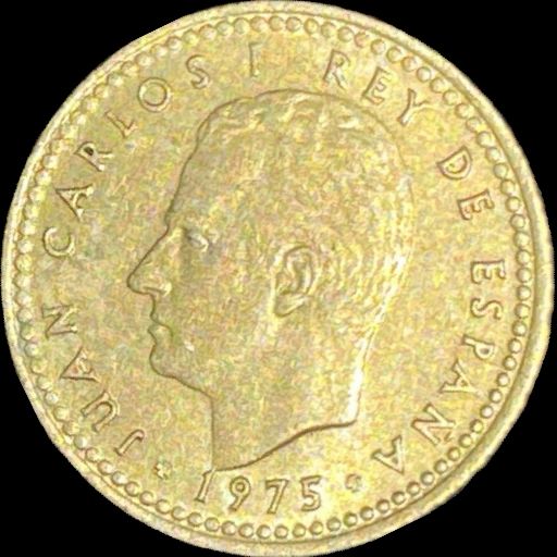 1975 Spain 1 peseta KM# 806 obverse coin image Houston Texas