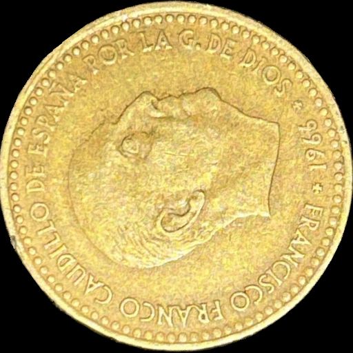 1966 Spain 1 peseta KM# 796 reverse image