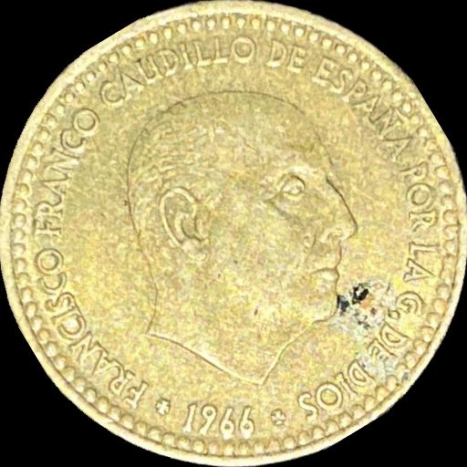 1966 Spain 1 peseta KM# 796 reverse image