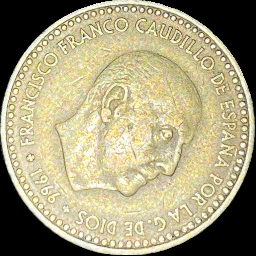 1966 Spain 1 peseta KM# 796 reverse image
