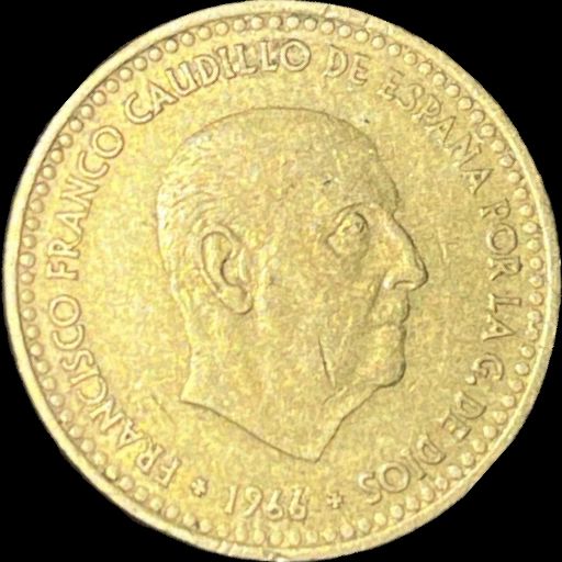1966 Spain 1 peseta KM# 796 reverse image